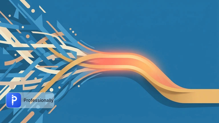 Abstract visualization of chaotic messages converging into a clear, organized pathway.