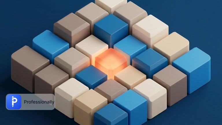 Abstract geometric blocks integrating into a structured grid