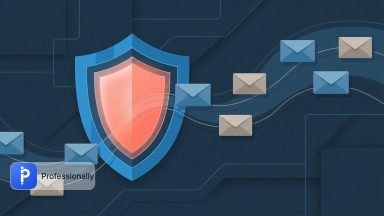 Abstract visualization of secure email management and digital communication