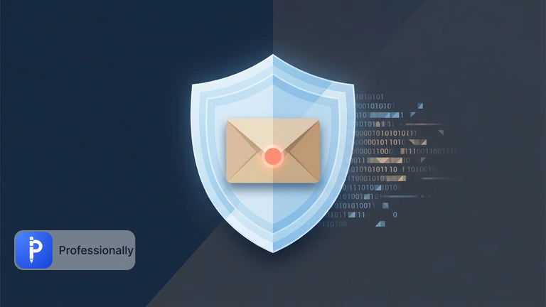 Abstract visualization of zero data retention protecting an email envelope