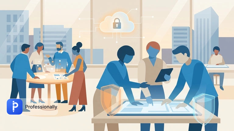 Professionals reviewing corporate email communications within a secure and compliant digital workspace.