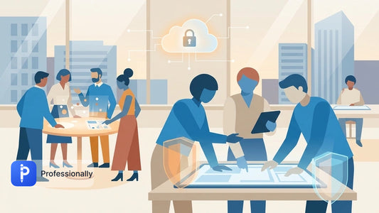 Professionals reviewing corporate email communications within a secure and compliant digital workspace.