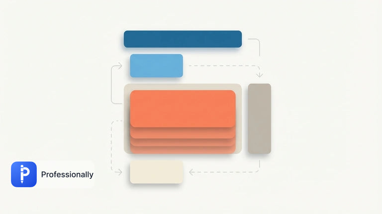 Illustration of a professional organizing a structured email layout