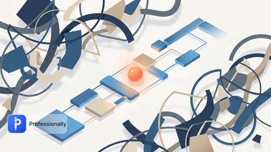Abstract digital pathway cutting through chaotic geometric shapes representing clarity.