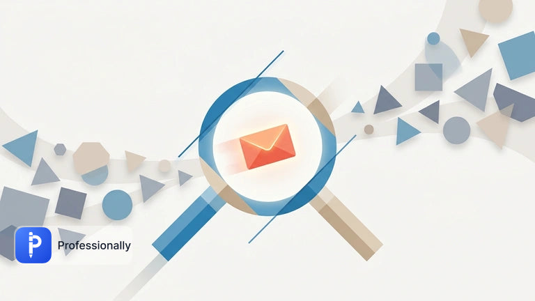 Abstract illustration of a magnifying glass analyzing an email envelope
