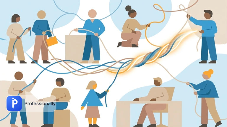 Diverse professionals collaborating to create a unified communication stream